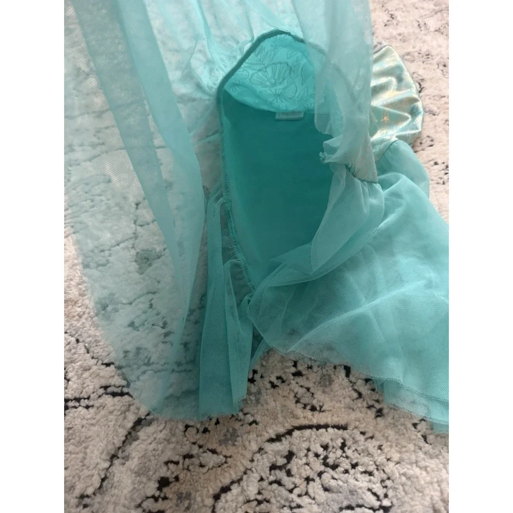 Little Mermaid Size 5-6 Swim Cover Up Silver Teal Ariel Tail Disney Store Mint!